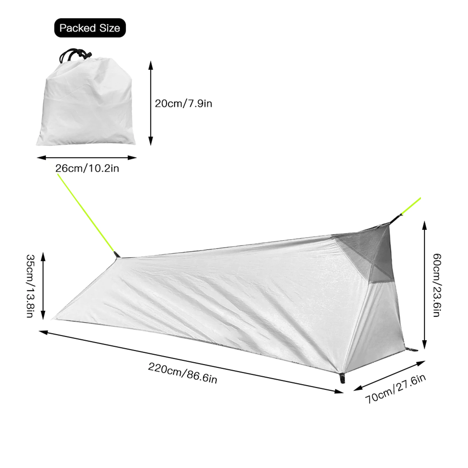 Cheap Goat Tents Tent outdoor 1 Person Ultralight Camping Tent 210D Oxford cloth waterproof Rodless Tent Portable Canopy 220X70X60cm Tents 